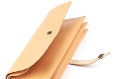 Handmade yellow modern minimalist leather phone clutch long wallet for women