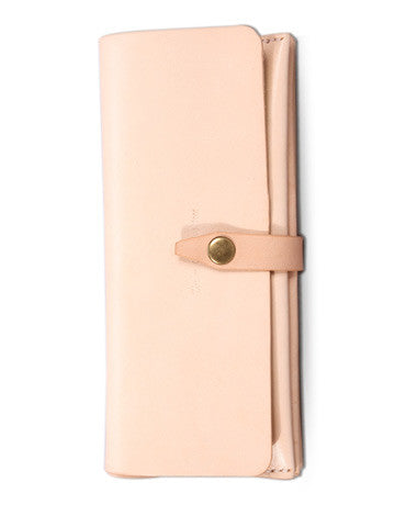 Handmade beige modern minimalist leather phone clutch long wallet for women