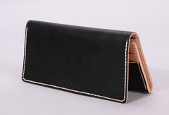 Handmade vintage black minimalist leather phone clutch long wallet for women men - EverHandmade
