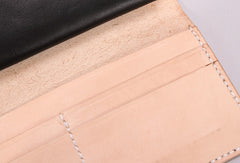 Handmade vintage black minimalist leather phone clutch long wallet for women men - EverHandmade