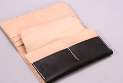 Handmade vintage black minimalist leather phone clutch long wallet for women men - EverHandmade