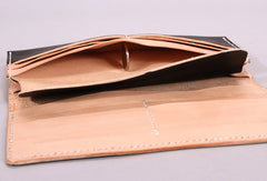 Handmade vintage black minimalist leather phone clutch long wallet for women men - EverHandmade