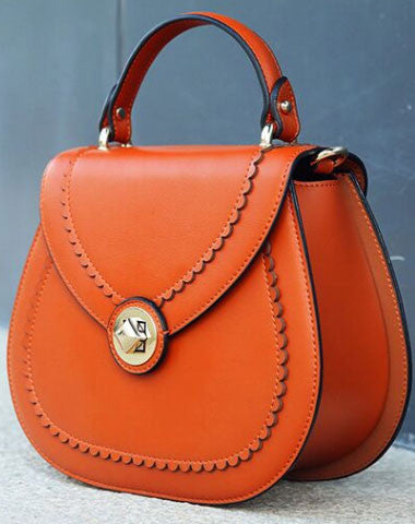 Genuine Leather round crossbodybag handbag shoulder bag for women leather bag - EverHandmade