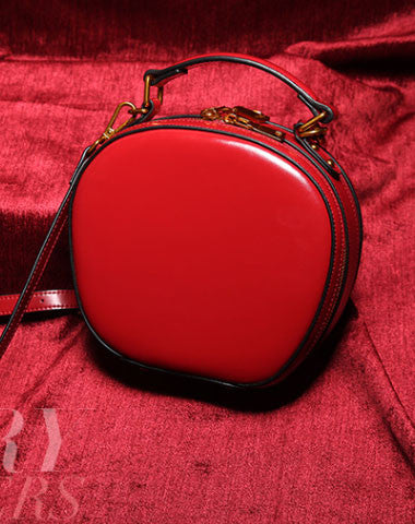Genuine Leather round crossbodybag handbag shoulder bag for women leather bag - EverHandmade