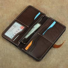 Handmade Womens Leather Long Wallet Bifold Long Wallets Card Wallet Clutch Wallet for Ladies