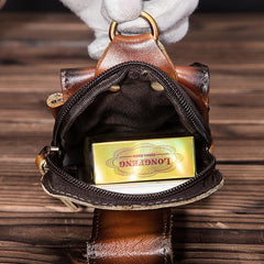 Oiled Brown Leather Cell Phone Retro Belt Pouch for Men Waist Bags BELT BAG For Men