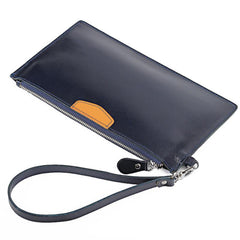 Leather Men's Slim Clutch Wristlet Wallet Zipper Clutch Wallet Phone Wallet For Men