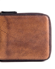 Handmade billfold wallet leather men zip multi cards vintage wallet for men - EverHandmade