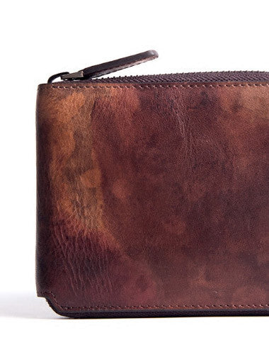 Handmade billfold wallet leather men zip multi cards vintage wallet for men - EverHandmade