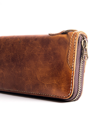 leather chain wallets for men​ Leather Biker Wallet Leather Biker Chain Wallet Mens Vintage Biker Long Zip Wallet for Men