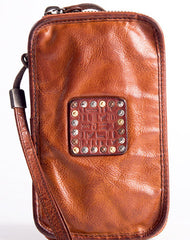 Cool Leather mens wirstlet long wallet leather wristlet zipper clutch wallet for men - EverHandmade