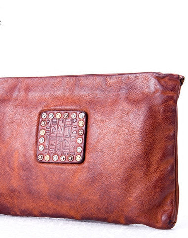 Handmade long wallet leather men phone zip clutch vintage wallet for men - EverHandmade