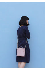 Pink Leather Women Cube Handbags Shoulder Bag Work Bag For Women