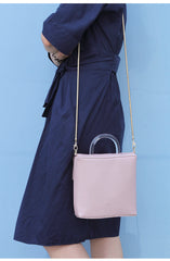 Pink Leather Women Cube Handbags Shoulder Bag Work Bag For Women