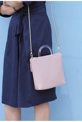 Pink Leather Women Cube Handbags Shoulder Bag Work Bag For Women