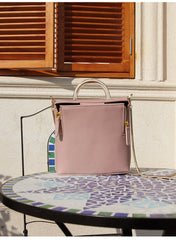 Pink Leather Women Cube Handbags Shoulder Bag Work Bag For Women