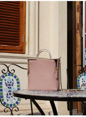 Pink Leather Women Cube Handbags Shoulder Bag Work Bag For Women
