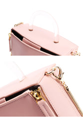 Pink Leather Women Cube Handbags Shoulder Bag Work Bag For Women