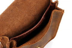 Vintage Brown Leather Men's Belt Pouch Cell Phone Waist Holster Belt Bag For Men