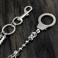 BADASS SILVER STAINLESS STEEL MENS Double CHAIN PANTS CHAIN WALLET CHAIN BIKER WALLET CHAIN FOR MEN