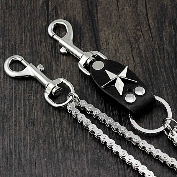 Star SILVER STAINLESS STEEL MENS Double CHAIN PANTS CHAIN WALLET CHAIN BIKER WAL WG00491020