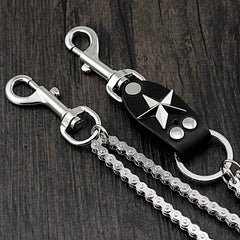 Star SILVER STAINLESS STEEL MENS Double CHAIN PANTS CHAIN WALLET CHAIN BIKER WALLET CHAIN FOR MEN