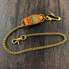 Gold Mens Wallet Chain Dragon Hook Brass Biker Wallet Chain Pants Chain For Men
