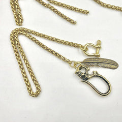 Cool SKull Brass Feather 19‘â€?Rock Wallet Chain Biker Pants Chain jeans chain jean chain for Men