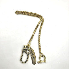 Cool SKull Brass Feather 19‘â€?Rock Wallet Chain Biker Pants Chain jeans chain jean chain for Men