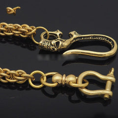Pure Brass Skull  Rock 18'' Wallet Chain Punk Trucker Wallet Chain jeans chain jean chain for Men