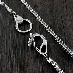SOLID STAINLESS STEEL BIKER SILVER Dragon WALLET CHAIN LONG PANTS CHAIN jeans chain jean chain FOR MEN