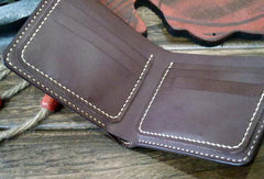 Handmade billfold leather wallet men lion carved leather billfold wallet for men him