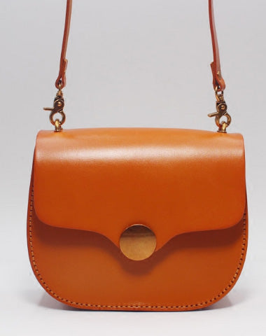 Handmade Leather Round Bag Crossbody Bag Shoulder Bag Purse for Women Leather Bag - EverHandmade