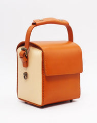 Stylish Leather Womens Box Handbag Doctor Purse Shoulder Bag for Women - EverHandmade