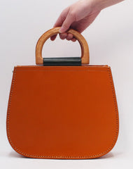 Handmade Leather Round Bag Crossbody Bag Shoulder Bag Purse for Women Leather Bag
