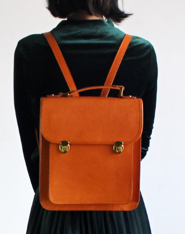 Handmade Leather Backpack Bag Purse Satchel Bag Shoulder Bag for Girl Women Lady - EverHandmade