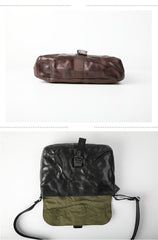 Vintage Coffee LEATHER MEN'S Side BAG 10 inches Courier Bag MESSENGER BAG CHEST BAG Black Postman BAG FOR MEN