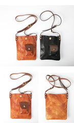 Vintage Tan Handmade LEATHER MEN'S Side BAG Courier Bag MESSENGER BAG Black Leather Postman BAG FOR MEN
