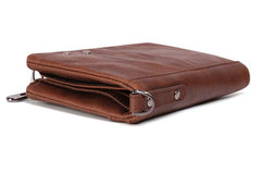 RFID Cool Brown Leather Men's Bifold Small Wallet Zipper billfold Wallet For Men