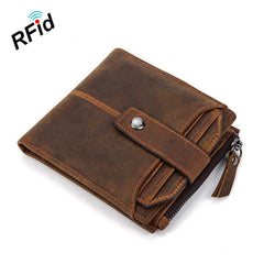 RFID Brown Leather Men's Small Wallet billfold Wallet Cool Bifold Wallet For Men