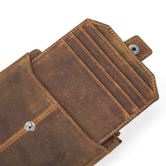 RFID Brown Leather Men's Small Wallet billfold Wallet Cool Bifold Wallet For Men