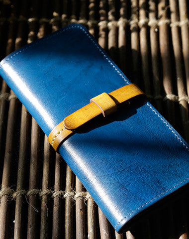 Handmade Womens leather bifold clutch Wallets long wallet clutch for women
