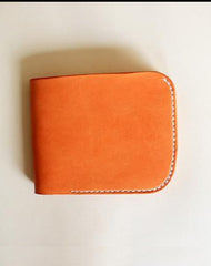 Handmade vintage yellow leather billfold ID card holder bifold wallet for women/lady girl