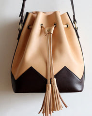 Handmade Leather bucket purse for women crossbody bag leather shoulder bag - EverHandmade