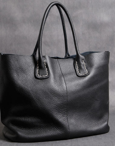 Handmade Leather black tote bag for women leather shoulder bag handbag - EverHandmade