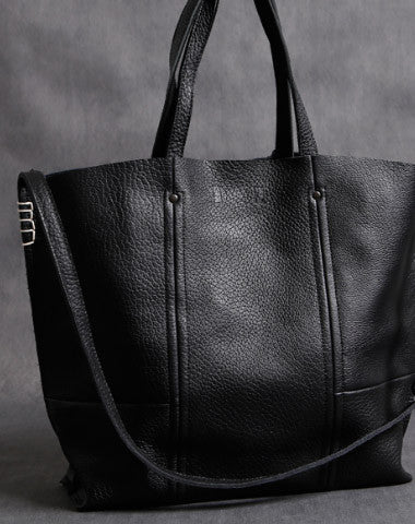 Handmade Leather black tote bag for women leather shoulder bag handbag - EverHandmade