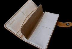 Handcraft vintage handmade carved floral leather long wallet for women ladys - EverHandmade