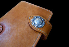 Handcraft vintage handmade carved floral leather long wallet for women ladys - EverHandmade