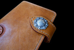 Handcraft vintage handmade carved floral leather long wallet for women ladys