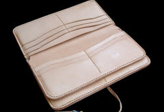 Handcraft vintage hand painting peach blossom leather long wallet for women - EverHandmade